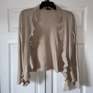Medium Talbots Beige Cardigan with Ruffles, No Buttons